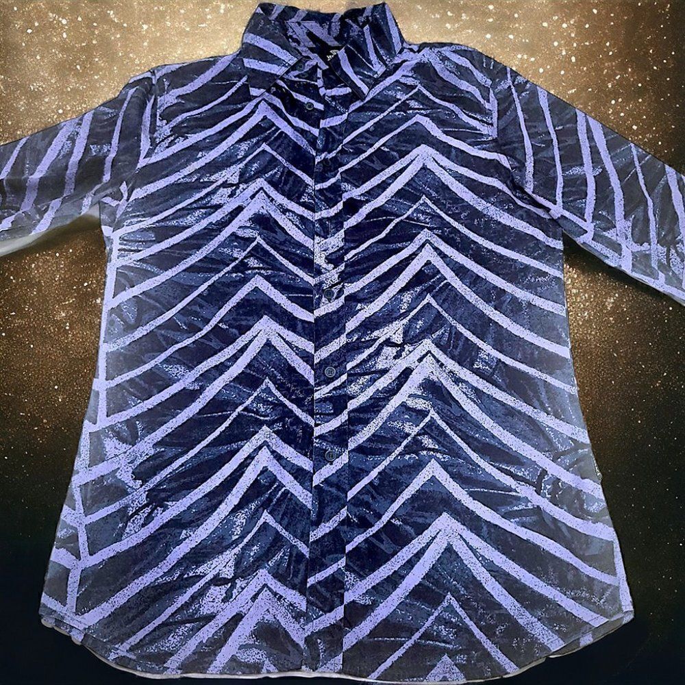 Versace Jeans Couture purple black Abstract chevron button up casual shirt